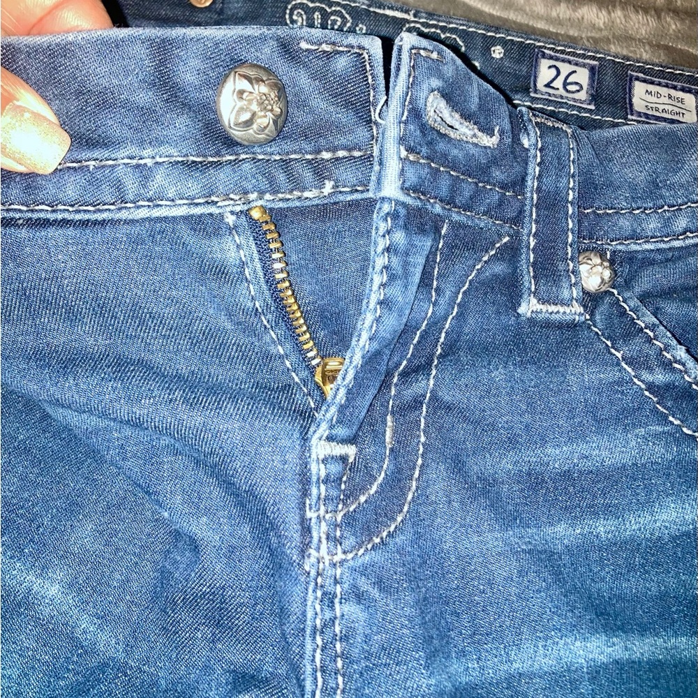 Miss Me Woman’s Denim Straight Leg Jeans Festival/Rodeo Intricate Silver detail - Picture 8 of 16